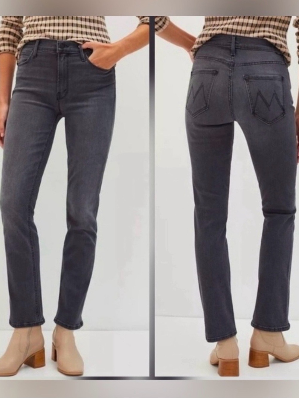 MOTHER The Mid Rise Dazzler Ankle Women’s  Sz 28 Straight Jean Crop Washed Black
